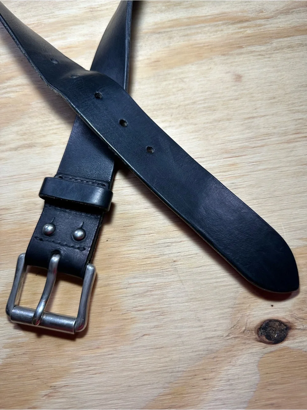 Red Wing Heritage Black Leather Belt Size 38 Solid Brass Buckle USA